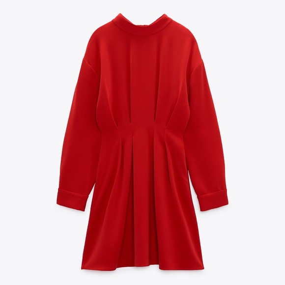 Zara Red Pleated Mini Dress - Picture 6 of 10